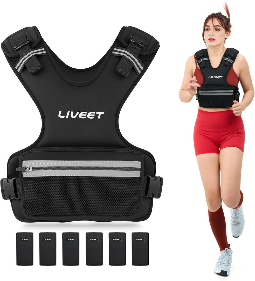 Weighted Vest for Women Men, Adjustable with Removable Weights | 20-32LB options with removable silicone-coated iron weights for strength training, walking and cardio.
