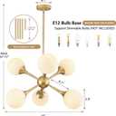 26" Glass Globe Chandelier, 6-Light Gold Sputnik Chandelier, Modern Ceiling Light Fixture for Dining Room, Kitchen Island, Foyer, Living Room