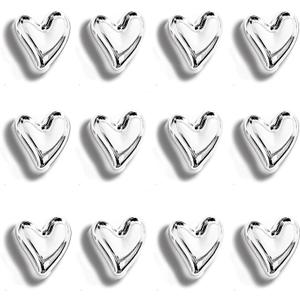 12PCS Refrigerator Magnets Silver Magnets for Fridge 0.83in Small Love Heart Cute Chrome Decorative Magnet Set for Home Kitchen Office Whiteboard Decor