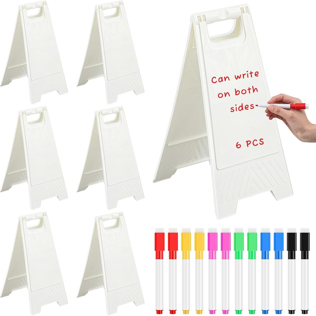 Colingmill 6Pack A Frame Sign,Dry Erase Sandwich Board, Double Sided White