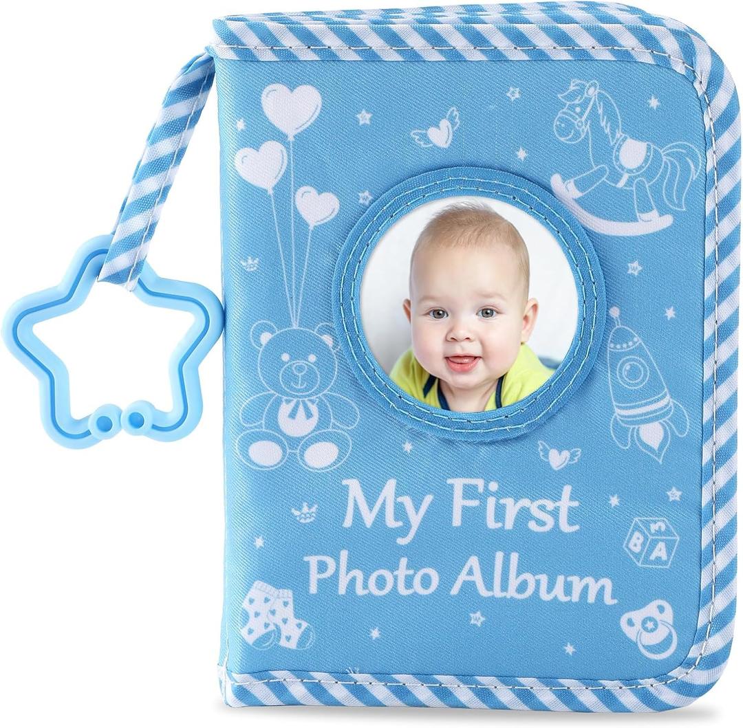 Baby's My First Family Album Soft Photo Cloth Book Blue Boy My First Book of Photos Blue Baby Memory Album Gift Holds 4x6 Pictures for Babies Newborn Toddler & Kids Baby Shower