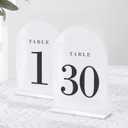 UNIQOOO White Arch Wedding Table Numbers with Stands 1-30, 5x7" Acrylic Signs and Holders, Perfect for Centerpiece, Reception, Decoration, Party, Anniversary, Event (Classic White (Black Font))