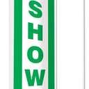 Accuform PSP438 Projection Sign 90D, "Shower", 0.10" Thick High-Impact Plastic, Pre-Drilled Mounting Holes, Plastic, 18" x 4", White on Green