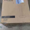 VASAGLE Round Bar Table, 41.3 Inches Tall Cocktail Pub Table with Multi-Colored Lights and Glass Top, Large Steel Base, for Kitchen, Bistro, Parties, Cloud White and Ink Black