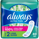 ALWAYS Ultra Thin Size 2 Super Pads Without Wings Unscented, 40 Count( Pack of 3)