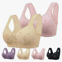 Ellymuse Daisy Bra, Ellymuse Senior Bra, Ellymuse Comfortable Front Button Bra, Ellymuse Daisy Bras for Older Women, Pink and Yellow