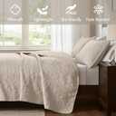 Madison Park Quebec Quilt Set - Luxurious Damask Stitching Design, Cotton Filled Lightweight Coverlet Bedspread Bedding, Shams, Twin/Twin XL(68"x90"), Cream 2 Piece