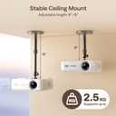 Aurzen Ceiling Projector Mount Bracket, 360 Rotation & 90 Tilt, Adjustable 9"-15" Length, -Inch Screw, Compatible with TMY, HAPPRUN, Yaber, Epson & Most Projectors