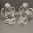 2 Pack Outdoor Angel Statue Garden Decor, Classic Solar Angel Figurine Decoration for Yard Art Indoor Porch Home Lawn Outside Light up Cherub Sculpture Guardian Wings Angel Memorial Gifts Christmas