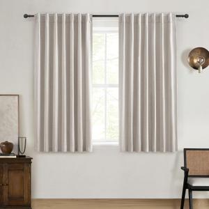 54 Inch Curtains Sunblock Curtains for Bedroom 2 Panel Sets, Total Blackout Insulated Opaque Curtain for Summer Heat 4-1/2 ft Drapes for 50 Inch Small Window Natural Light Brown (50" Wx54 L)