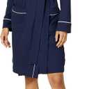 Amazon Essentials Women's Lightweight Cotton Waffle Mid-Length Bathrobe, Navy, X-Small