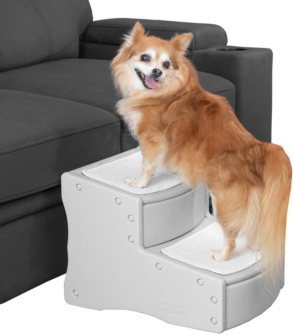 Pet Gear Easy Step II Pet Stairs, 2 Step for Cats/Dogs up to 150 Pounds, Portable, Removable Washable Carpet Tread, No Tools Required,Fog