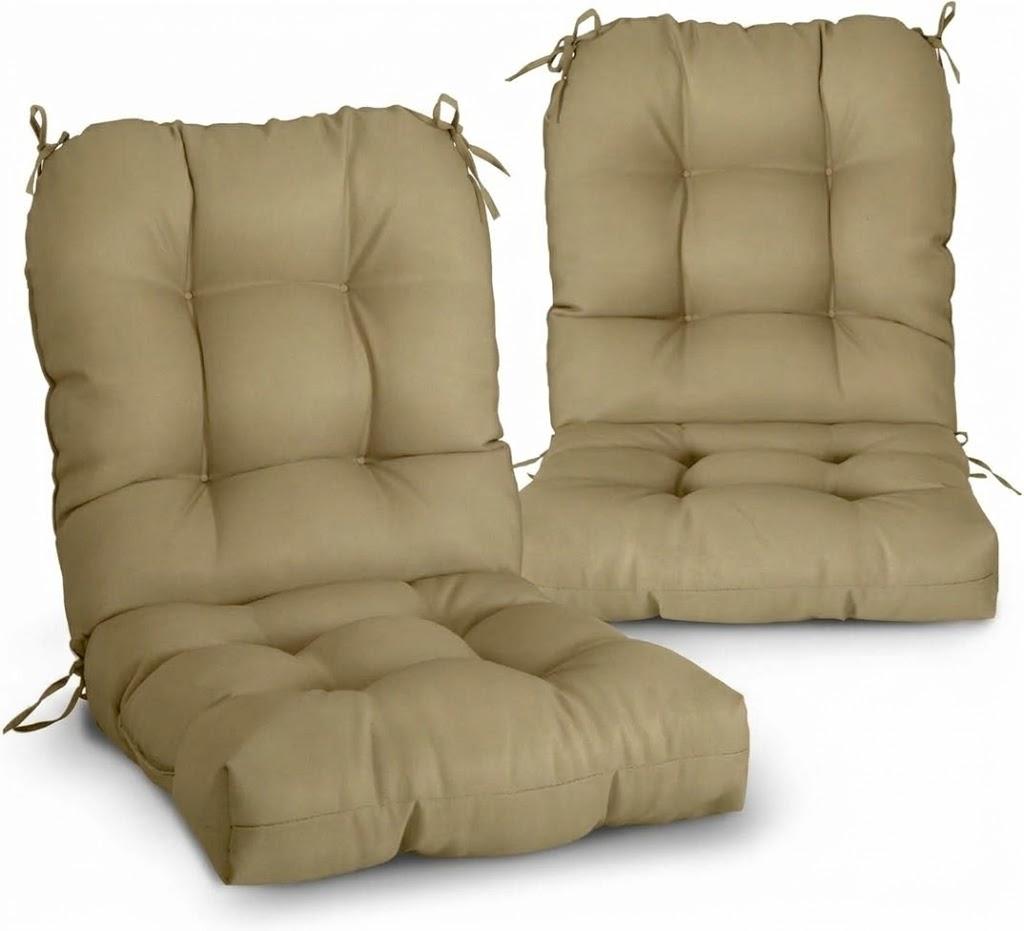 EAGLE PEAK Tufted Outdoor/Indoor Seat/Back Chair Cushions, 2 Pack, 42'' x 21'', Khaki