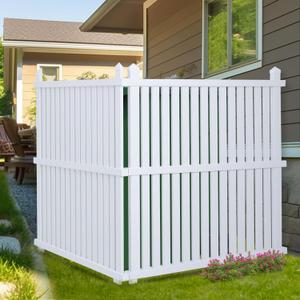 36"W X 45"H Outdoor Privacy Screen, Vinyl Air Conditioner Fence with Metal Stake, No Dig Trash Can Enclosure for Outside- 2 PVC Panels, White, Vertical, X-SPVC-4536