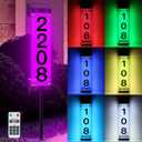 Solar Address Sign - Solar House Numbers for Outside Waterproof Color Changing Address Plaques with Remote Control, LED House Numbers for Yard Street Door Outdoor Home with Stake (Multicolor)