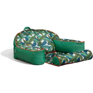 Big Joe Lazy Lounger No Inflation Needed Pool Float with Footrest and Headrest, Quick Draining Fabric (Tropical Palm Green)