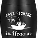 Abooxiu Small Urns for Human Ashes Keepsake 2.76 Inches Mini Urns for Ashes Memorial Small Cremation Keepsake Urn Mini Funeral Burial Decorative Urn for Adult Males Females - Gone Fishing in Heaven