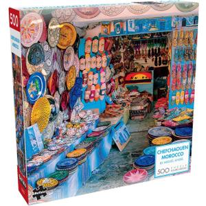 Buffalo Games - Miguel Angel - Chefchaouen Morocco - 500 Piece Jigsaw Puzzle for Adults Challenging Puzzle Perfect for Game Nights - 500 Piece Finished Size is 21.25 x 15.00, Large