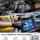 LANON Safety Work Gloves for Men and Women, 18 Pairs Mechanic Black Working Gloves with Grip Odorless PU Coated, Seamless Knit, Full Fingertip Touchscreen for Light Duty Working Gloves, Large