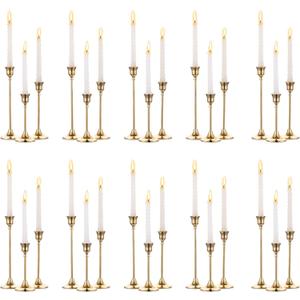 SylvaCraft Brass Gold Candle Holders Rustproof Taper Candlestick Holders for Holiday Party Table Centerpiece Wedding Fireplace Mantel Housewarming Gift(10 Sets(30 Pcs))