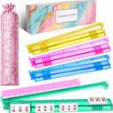 Non-Slip Mahjong Racks with Pushers, 4-Pack Clear Acrylic Tile Holders for American Mahjong, Includes Travel Storage Bag & Gift Box, Ideal for Game Parties & Women Mahjong-Lovers Gift Giving, 4-Color