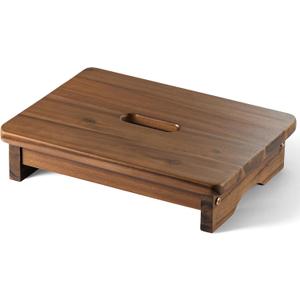 FANATU Wooden Step Stool, One Step Stool for Adults, Bedside Wooden Stool with 550lbs Capacity, Portable & Non-Slip Heavy Duty Design (Rich Walnut, 3.5in Height)