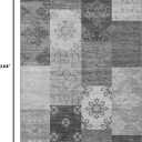 9x12 Area Rug for Living Room - Washable Vintage Carpet, Non-Slip Soft Large Indoor Floor Rugs for Bedroom Home Office & Under Dining Table Decor, Gray Block
