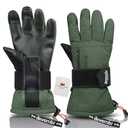 devembr Snowboarding Gloves with Wrist Guards, Ski Gloves Touchscreen, Green, M