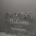 Welcome Wedding Sign - 24 x 18 Inch Acrylic Greenery Eucalyptus Sign for Wedding Reception, Ceremony, Lawn, Indoor