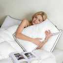 DOWNCOOL Goose Down Bed Pillows King Size Set of 2, Pillow Soft Support for Side, Back or Stomach Sleepers, for Better Sleep Experience, White 20" x 36"