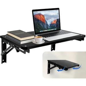 Folding Wall Desk for Small Space, Black 21.7″ Wooden Floating Table, 21.7in