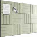Bumusty Large Cork Board Alternative-48 x 36" Felt Bulletin Board Tiles, with 30 Pushpins, 70 Adhesive Tabs, Bold-Stripe 12-Pack, Cork Boards for Office Push Pin Board Felt Board-Sage