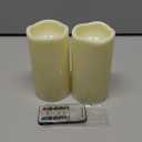 2PACK Outdoor Plastic flameless Candles with Remote Control and Timer, LED Flickering Battery Operated Electric Pillar Candles (D3 xH5.5) for Camping, Weddings, Home Decoration (Plastic- Set of 2 lvory)