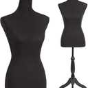 FDW Female Mannequin Body Dress Form Sewing Mannequin Torso Manikin with Tripod Base Stand Adjustable Mannequin for Sewing Clothes Display (Black, 59-67 Inches)