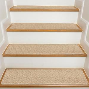 Stair Treads for Wooden Steps Indoor, 15 Pack 8" X 30" Non Slip Carpet Stair Treads with Reusable Adhesive for Kids Elders and Dogs, Surface Polyester TPR Backing Stair Rugs