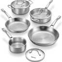 Titanium Pans for Cooking | 8 Pcs Titanium Hammered Pro frying Pans with Lid | Non-Toxic Tagine | PFAS/PFOA/PTFE Free Cookware | Dishwasher&Oven Safe | Kitchen Induction Compatible