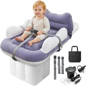 Inflatable Toddler Airplane Bed, Seat Extender for Kids with Cup Holder, Adjustable Dual-Chamber Design, Portable Travel Bed with Hand Pump & Carry Bag, Fits Most Economy Rows (Use Per Airline Policy)