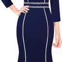 VFSHOW Womens Elegant Vintage Square Neck Work Business Office Party Mid-Calf Mermaid Dress (S)