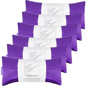 Lavender Weighted Eye Pillow for Relaxation, Yoga, Sleeping, Lavender Eye Mask with Natural Flaxseeds & Lavender for Headache, Sinus, Dry Eyes Relief, Meditation Accessories with Aromatherapy, 6PK