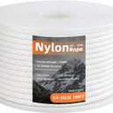 Nylon Rope 1/4inch 100ft Solid Braid Multi-Purpose Ropes for Outdoor Indoor Heavy Duty for Camping, Boat, Garden, Clothesline, Marine, Soft & Flexible, High Tensile Strength, White