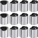 Uxcell 12pcs Aluminized Plastic Disc Top Caps, 24/410 Replacement Press Caps for Squeeze and Refillable Bottles, Durable Dispensing Lids, Silver Black