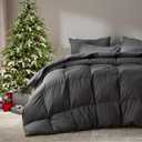 Goose Feather Down Fiber Comforter Queen Size,100% Organic Cotton Duvet Insert,All-Season Luxury Duvet Insert with Baffle Box Design, 750+Fill Power Hotel Collection Bedding Comforter