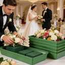 10pcs Flower Mud Fixing Plate, Floral Foam Bowls Rectangle Flower Arrangement Holder Tray Flower Arrangement Base for Table Party Wedding Festival Flower Decor