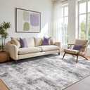 BEIMO Area Rugs 5x7 for Living Room Bedroom, Modern Abstract Machine Washable Rug, Large Soft Low Pile Floor Carpet with Non Slip Backing for Dining Room, Grey/Purple