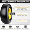 Upgraded 13x5.00-6 Flat Free Lawn Mower Tire,Riding Tire with 3/4" & 5/8" Precision Bearings,3.25"-5.25" Centered Hub,Solid Smooth Zero Turn Mower Front Tire for Residential and Commercial,Yellow