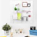 Sieral 30 Pcs Pegboard Organizer Accessories Kit Includes Peg Board Shelving Storage Basket Organizer Bins Hooks Loops Cup with Cup Holder for Garage Room Wall Attachments Tools(White, Silver)
