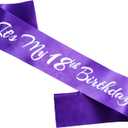 It's My 18th Birthday Sash, Purple Silver Birthday Sash for 18th Bday Party Supplies, Gifts for Girls Bday Party Favors