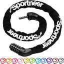 Sportneer Bike Lock: 5 Digit Combination High Security Anti Theft Bike Chain Lock - 3.2/3.6/4ft Heavy Duty Keyless Bicycle Lock for Bike, Motorcycle, Scooter, Door & Gate - 4/6mm Thick, Easy to Use (4ft long, 6mm thick, Black)
