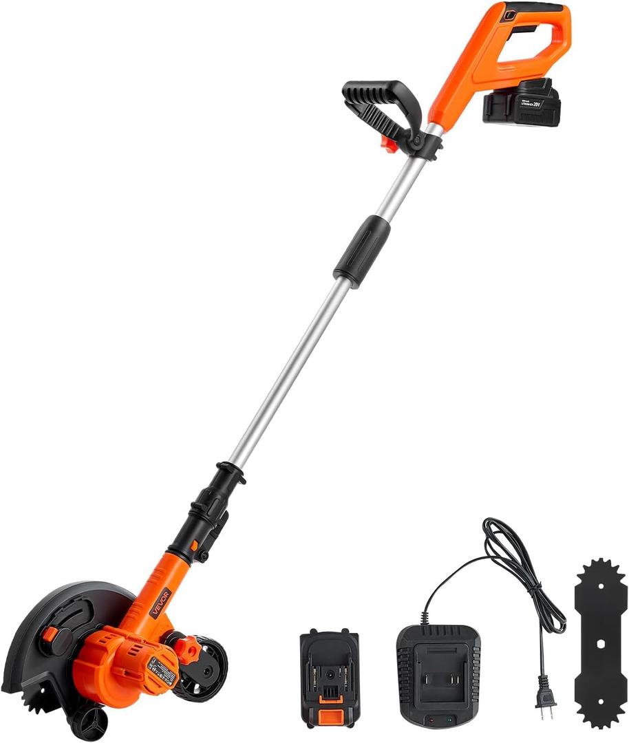 VEVOR Lawn Edger 8.8-in Blade, 20V Battery Powered Cordless Edger Lawn Tool