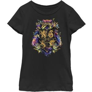 Harry Potter Girls' Hogwarts Plant Crest (Black, S)